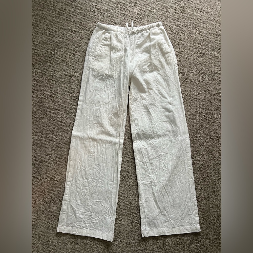 Girls White Linen Pants